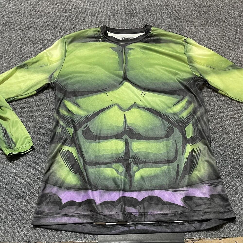 Hulk Shirt Boys Large Green Marvel Kids Long Sleeve Muscle Costume Top